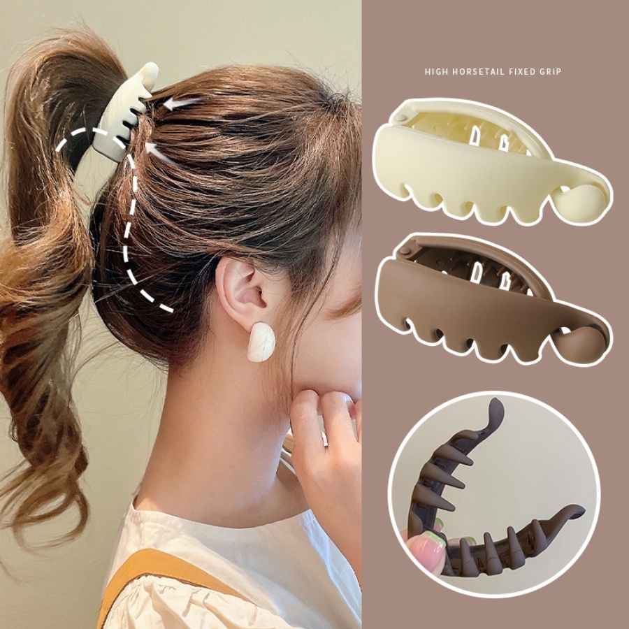 Jepit Rambut Ponytail Bahan Akrilik Warna Solid Ukuran 7cm Gaya Korea Untuk Wanita