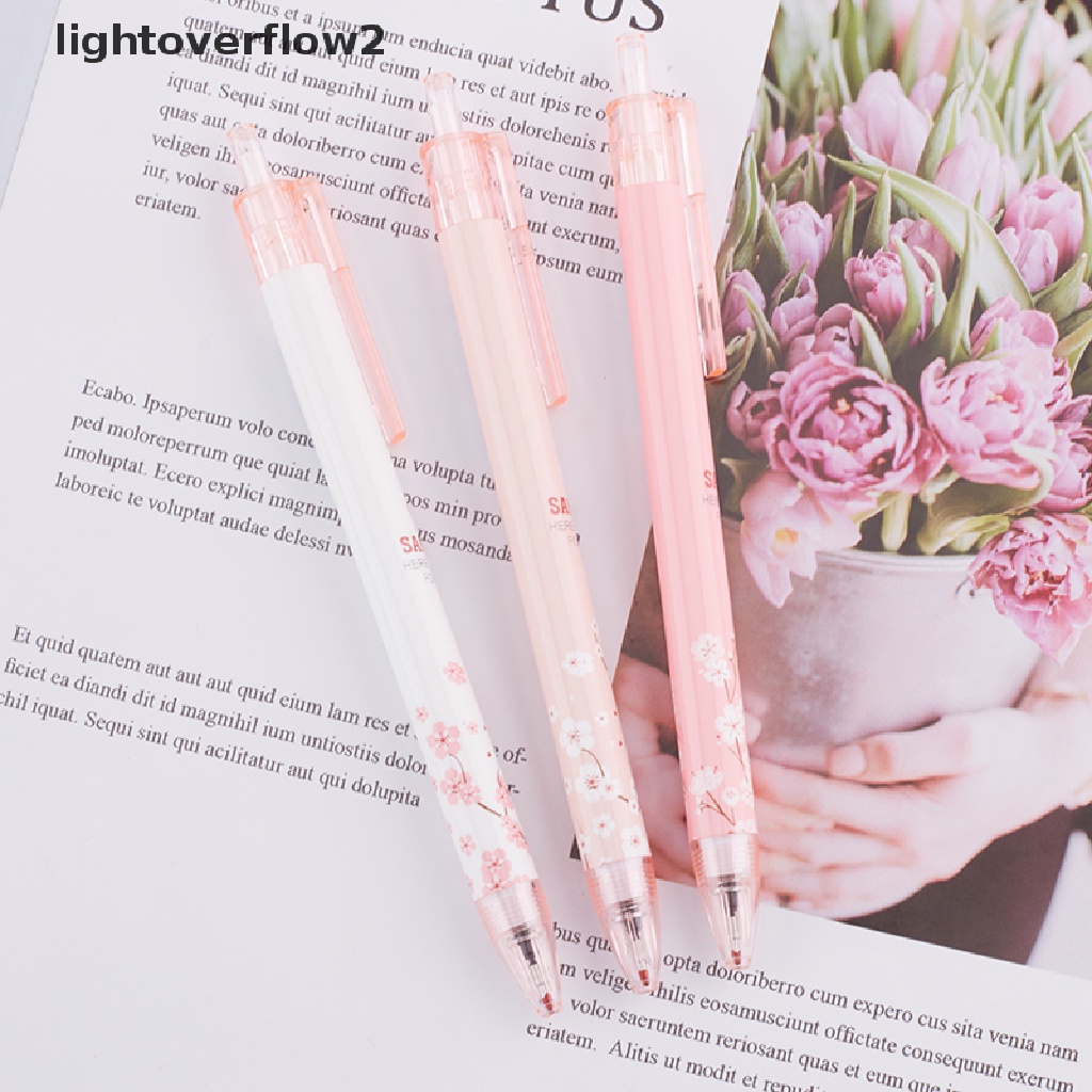 (lightoverflow2) 4pcs Pulpen Gel Motif Bunga Sakura Untuk Kantor