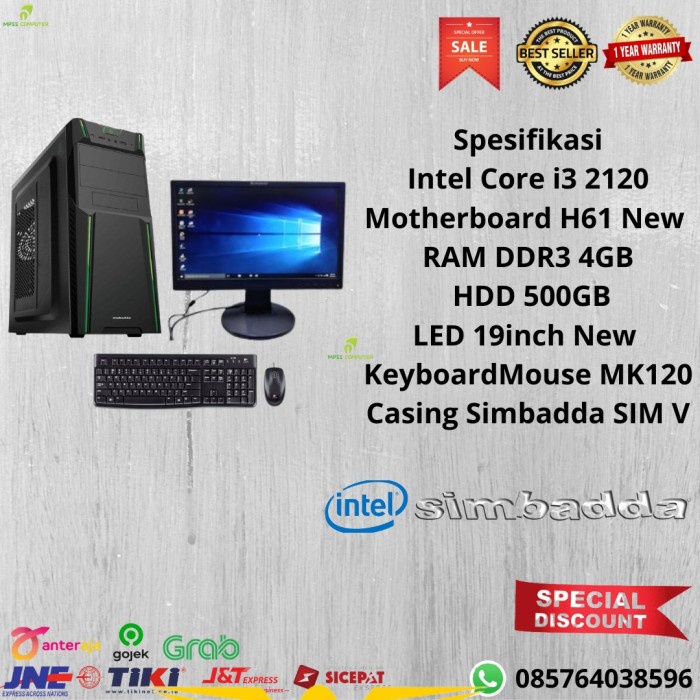 Rakitan Komputer Rakitan 1 Set I3 2120/4Gb/500Gb/Lcd 19" / Mk120 / Usb Wifi