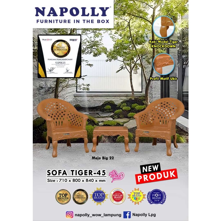 BANGKU PLASTIK SANDAR  NAPOLLY MODEL  SOFA TIGER-45 | BANGKU SOFA SET NAPOLLY