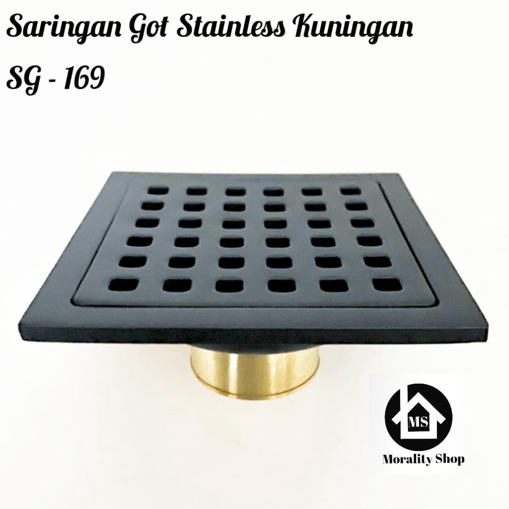 Saringan Got 4 inch Stainless Hitam 169 BL-Bathroom Floor Drain Brass Strainer Drainer BLack