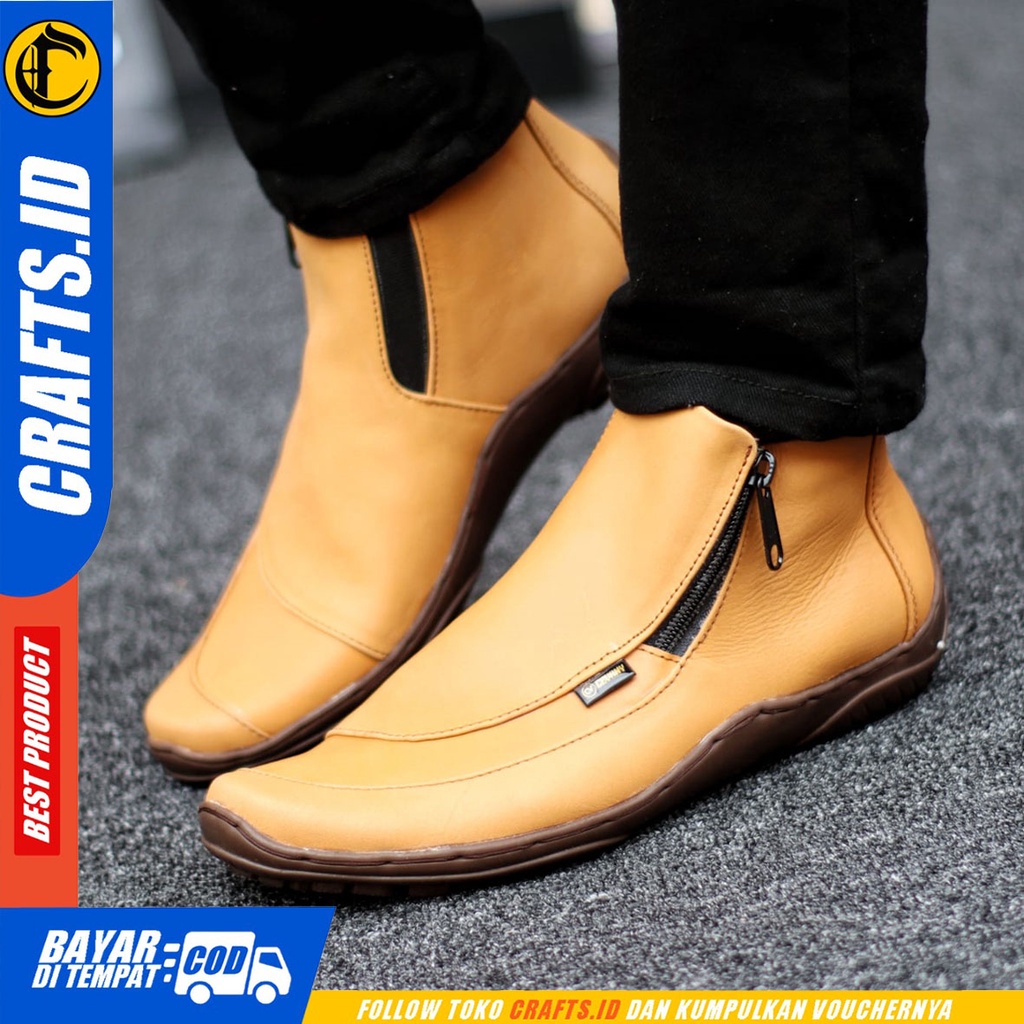 CRAFTS badami - Sepatu Boots Pantopel Formal Kulit Asli Kerja Pria