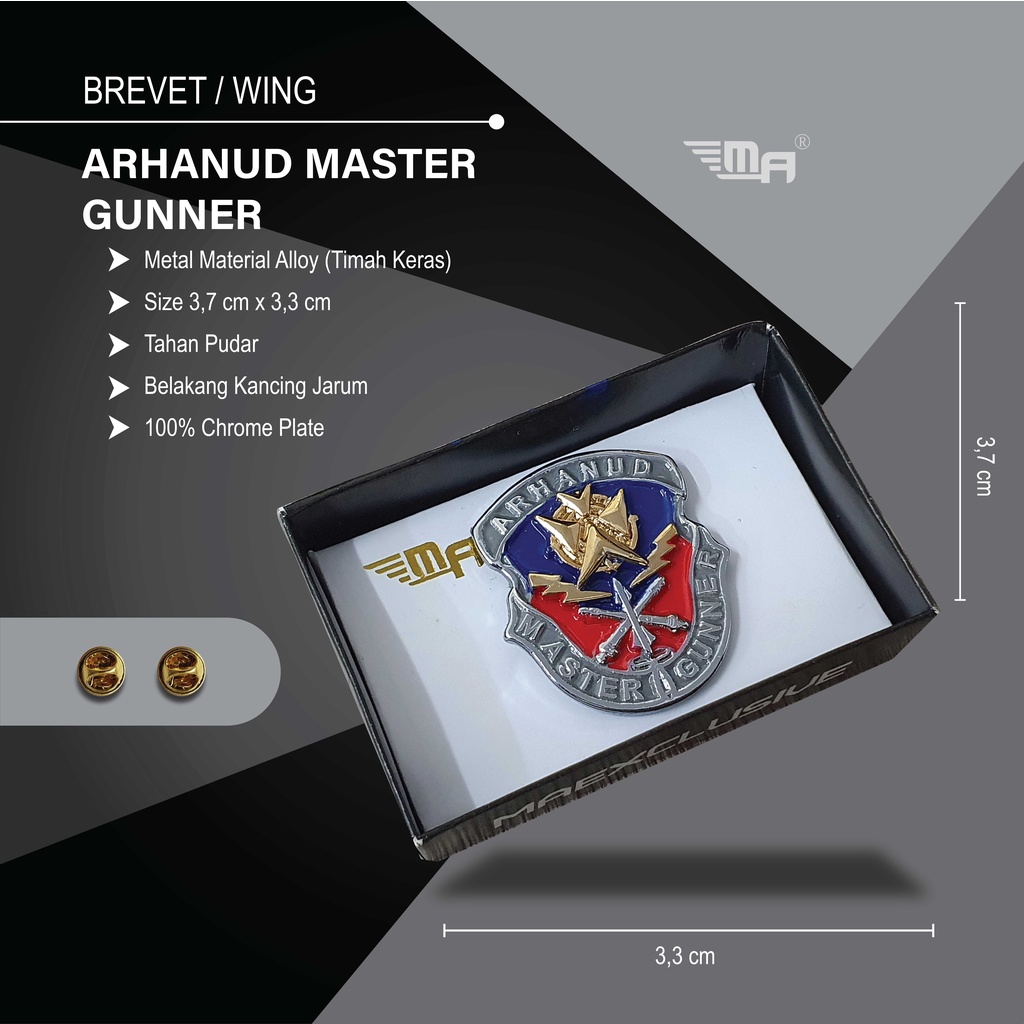 WING ARHANUD MASTER GUNNER PDH BRIVET BREVET PIN MASTER GUNNER