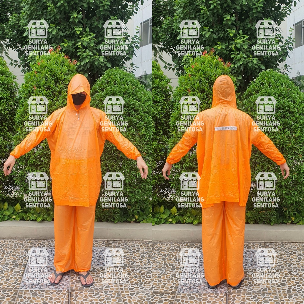 Jas Hujan Ponco Lengan Celana Tiktok Ibex Dewasa Setelan