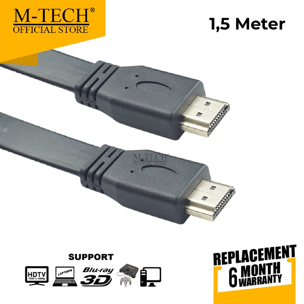 M-TECH Original HDMI Flat V1.4 Kabel HDMI to HDMI Panjang 1.5M