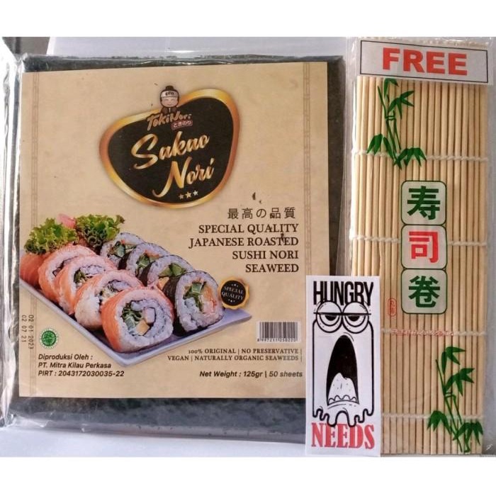 

PAKET SAKAO NORI 50 SHEET TIKAR PENGGULUNG SUSHI NORI SUSHI MAT - SPED