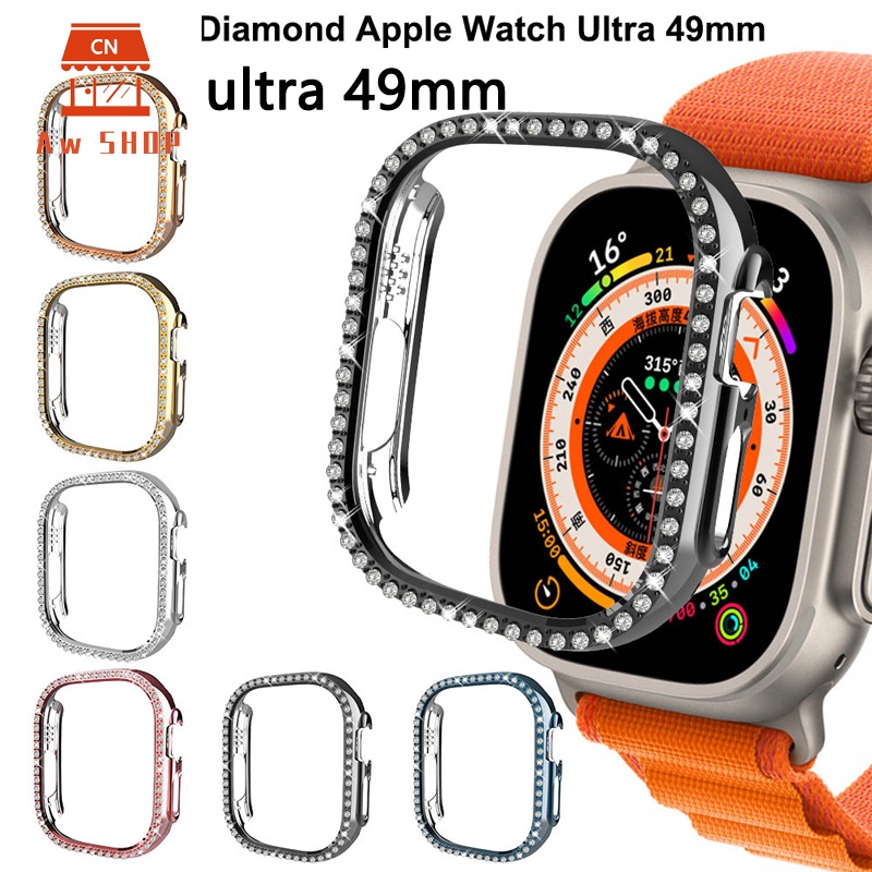 Case Bumper Pelindung Aksen Berlian Tahan Jatuh Tahan Guncangan Ukuran 49mm Untuk Iwatch 8 Pro / Ultra