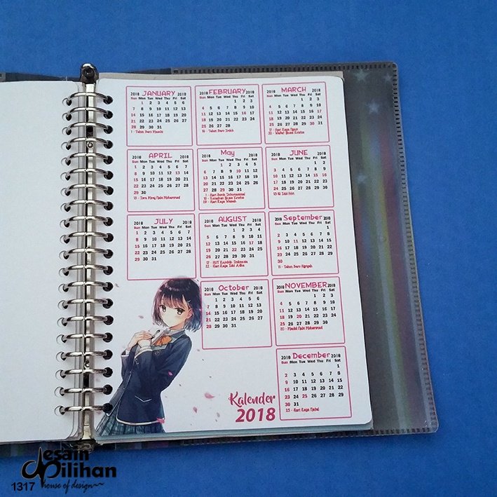 

Kalender 2025 tema Cewek Anime Binder Organizer (tahun bisa request) semua ukuran binder
