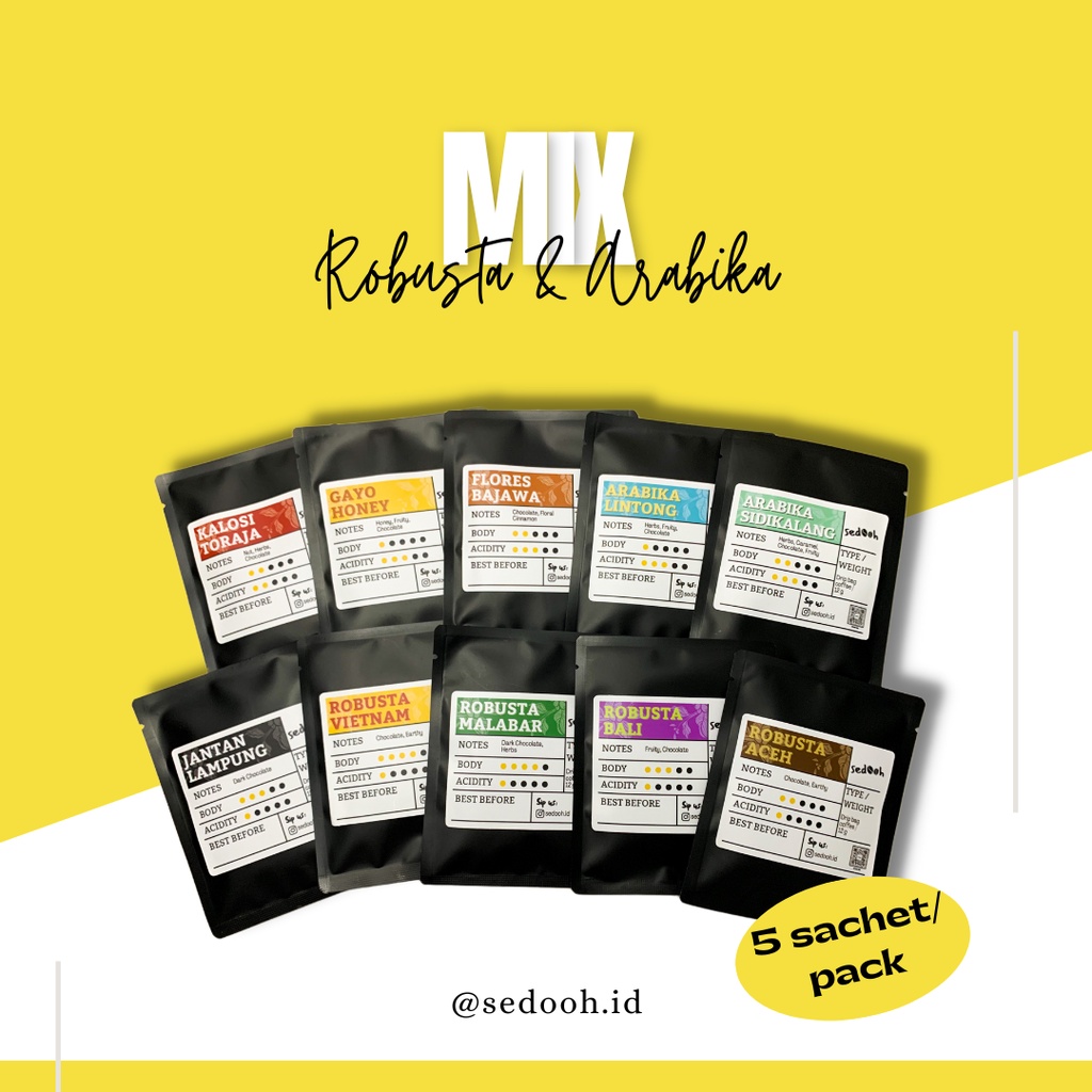 

Kopi Drip/Drip Bag Coffee Single Origin MIX VARIAN Isi 5 Sachet