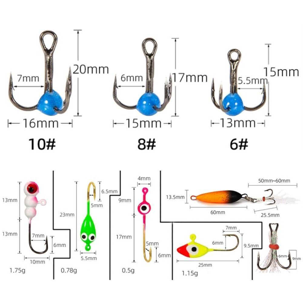 Preva Winter Ice Fishing Lure set diamond Artificial Balancer Walleye Lead Hard Hook