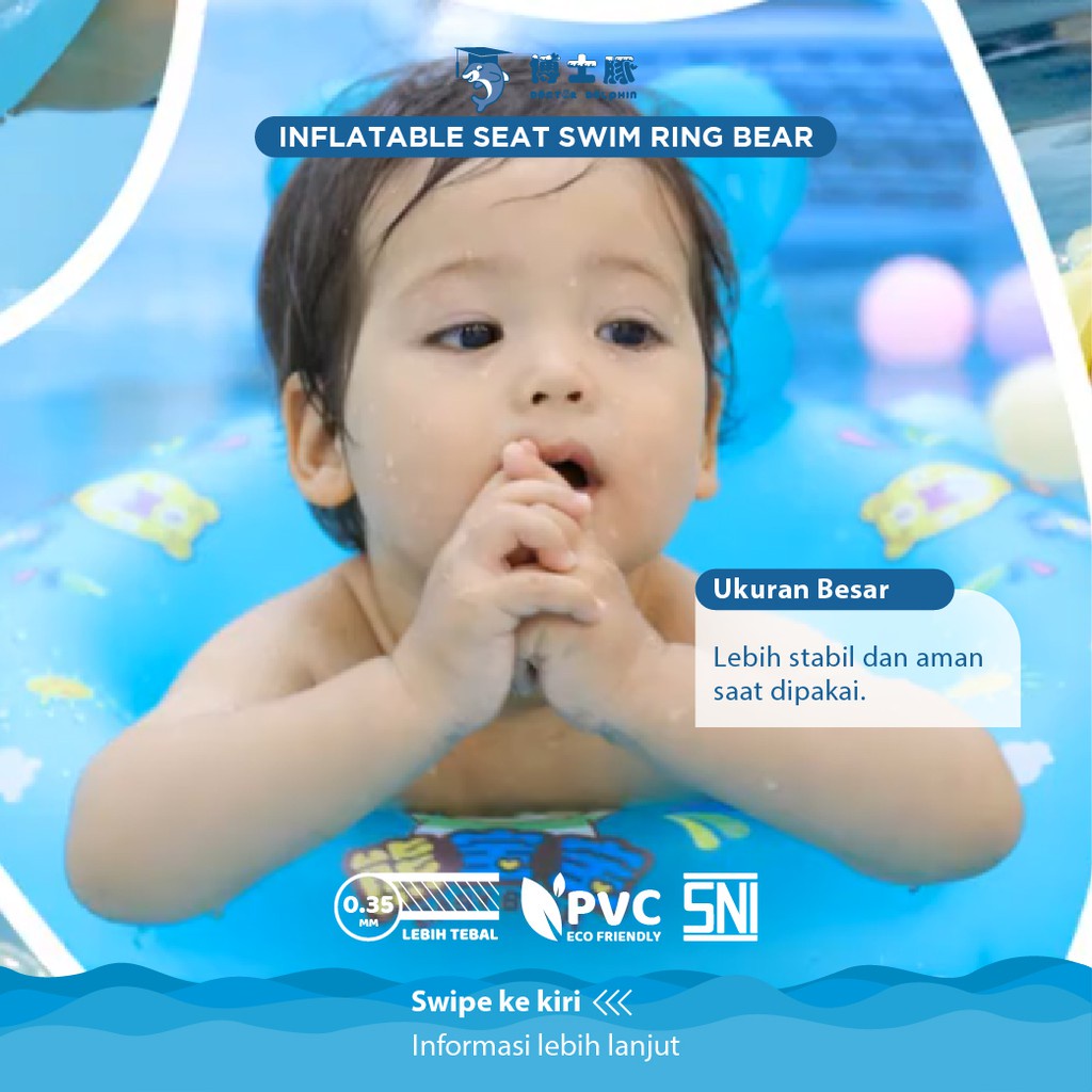 DOCTOR DOLPHIN Seat Swim Ring Pelampung Duduk Bayi - Ban Renang Duduk Bayi - Pelampung Lengan Anak Renang Anti Bocor