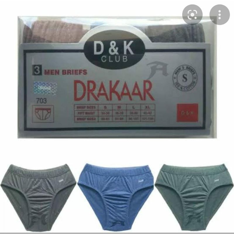 3PCS CELANA DALAM DRAKAAR/CELANA DALAM PRIA/CD DRAKAAR 1 KOTAK ISI 3