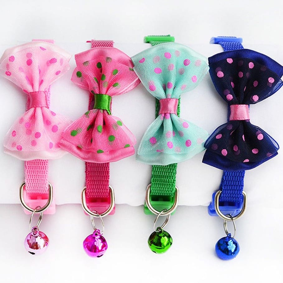 Kalung Kucing Pita Motif Love Lonceng Murah Lucu Aksesoris Untuk Kitten Anjing Cat Kelinci Colar Collar FEFARM