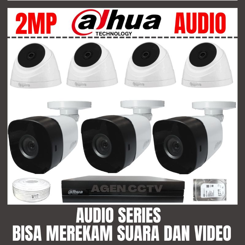 PAKET CCTV DAHUA 2MP 8 CHANNEL 7 KAMERA AUDIO SERIES BISA MEREKAM SUARA DAN VIDEO