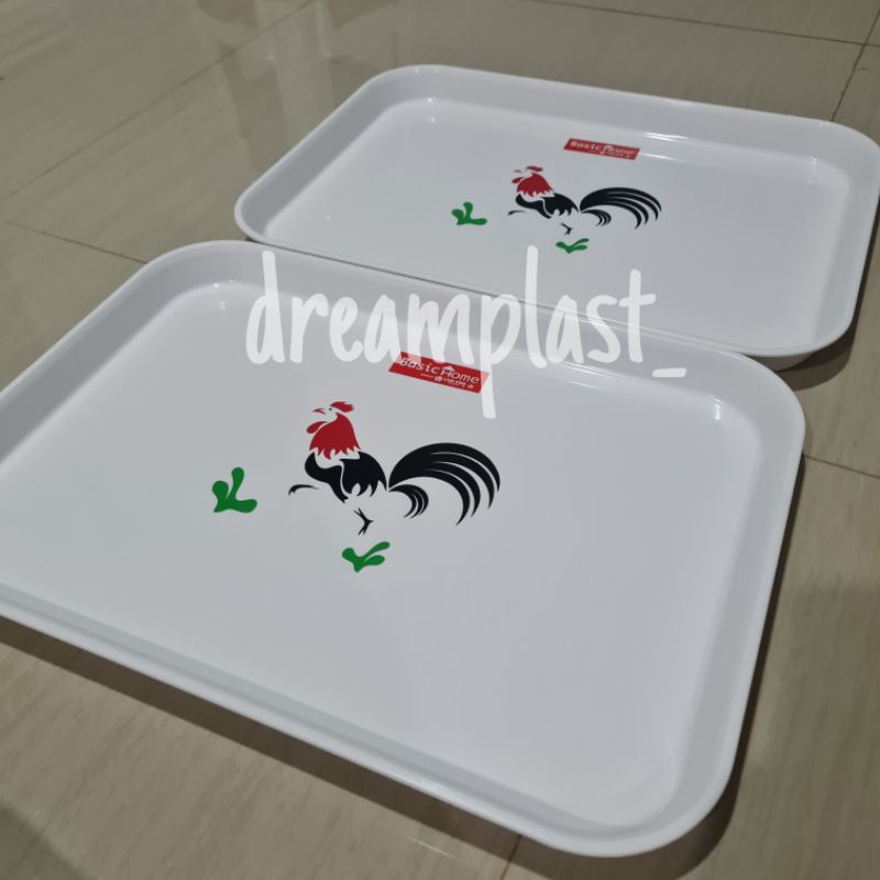 BASICHOME BY LIONSTAR NAMPAN SAJI SEGI NO 30 ROSTER T-48 AYAM JAGO PLASTIK TRAY WHITE PUTIH