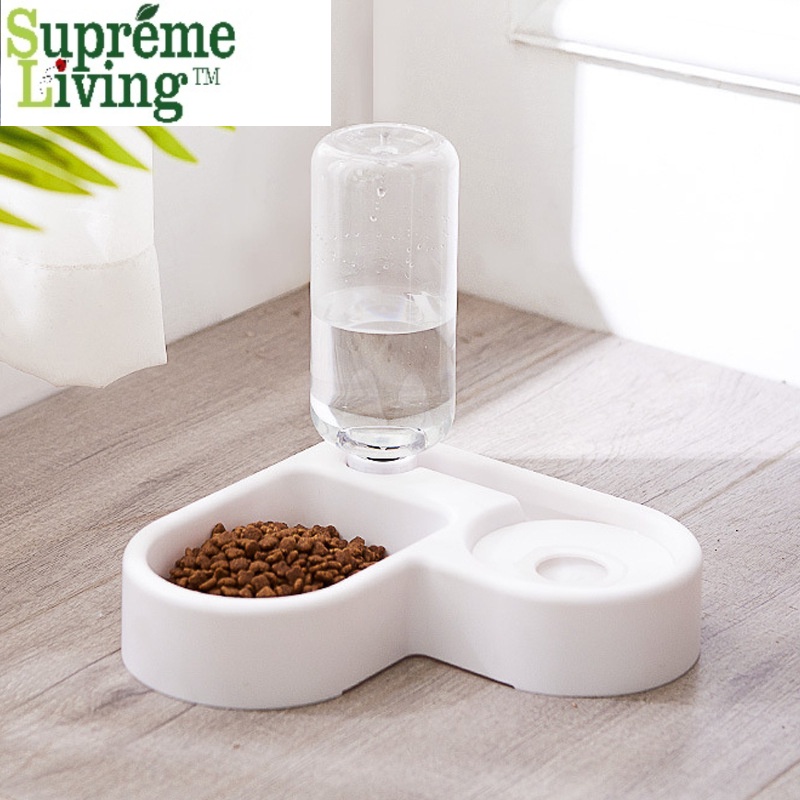 Tempat Makanan Kucing Anjing Dispenser Minum Otomatis Pet Feeder Pet Food Plate 2 in 1