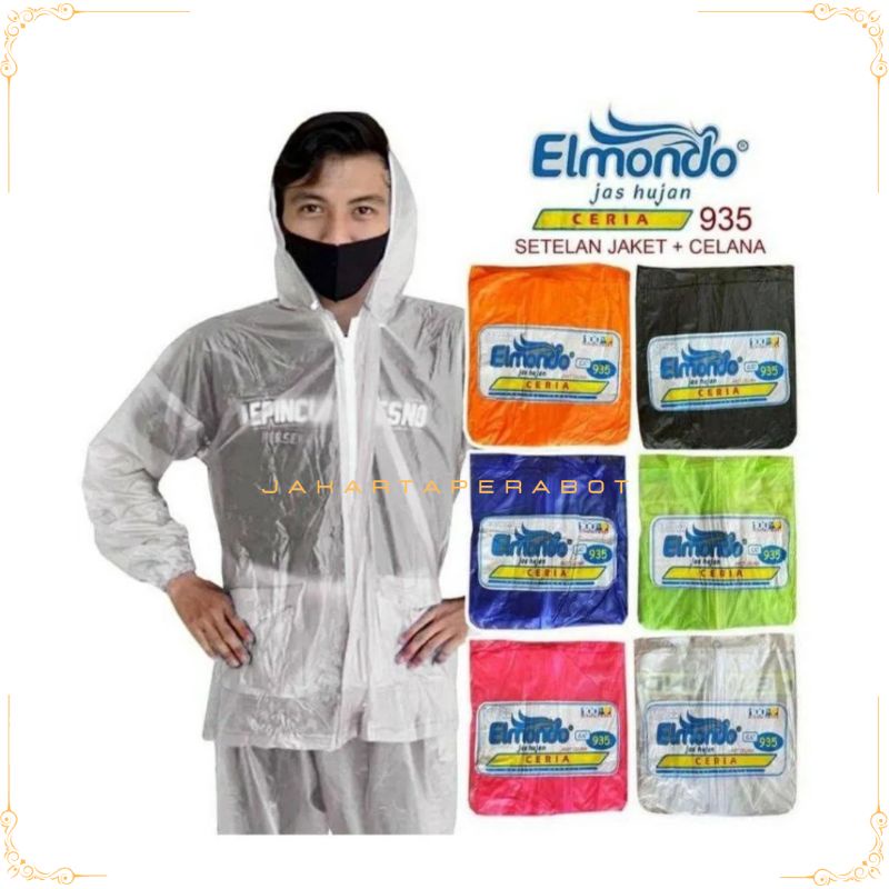 Elmondo Ceria 935 Jas Hujan Jaket Celana Bahan Karet Elastis / Jas Hujan Setelan Jaket Celana Elmondo Ceria 935 Jaket Celana / Mantel Jas Hujan Murah Elmondo Ceria 935 / Jas Hujan Jaket Celana Pria Wanita Elmondo Ceria 935 Jas Hujan Dewasa Murah