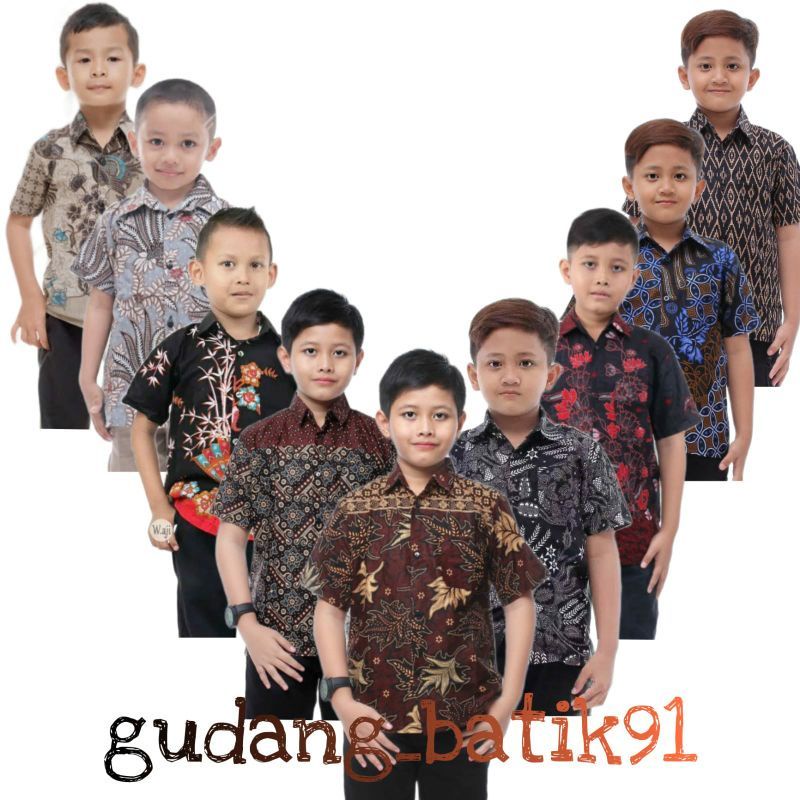 0Kemeja Batik Anak - batik anak - baju batik anak laki laki umur 2-12 tahun hem batik anak pendek