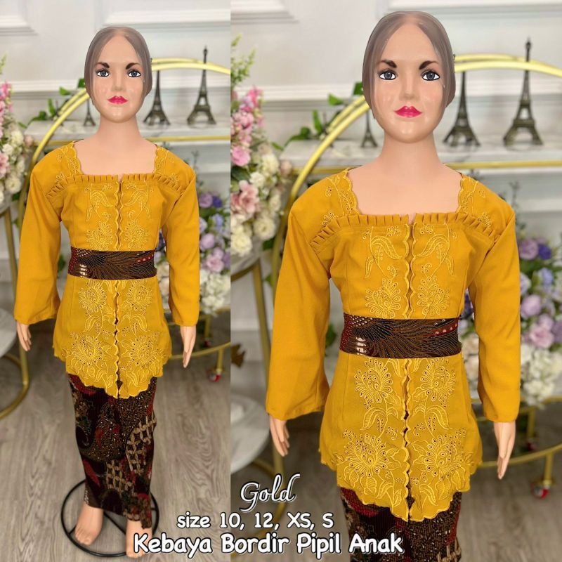 KEBAYA SABRINA BORDIR ANAK PEREMPUAN / KEBAYA ANAK / KEBAYA BALI (BISA COD)