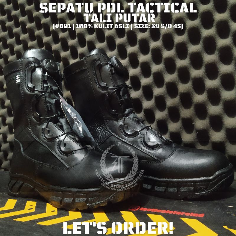 TERMURAH BERKUALITAS 100% KULIT ASLI Sepatu PDL Tali Putar - Sepatu PDL WR 01