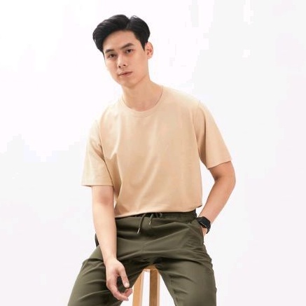 Saquel Basic Cream/ Kaos Pria / Kaos Polos / Cotton Combed 24S / Kaos Basic / Kaos polos pria