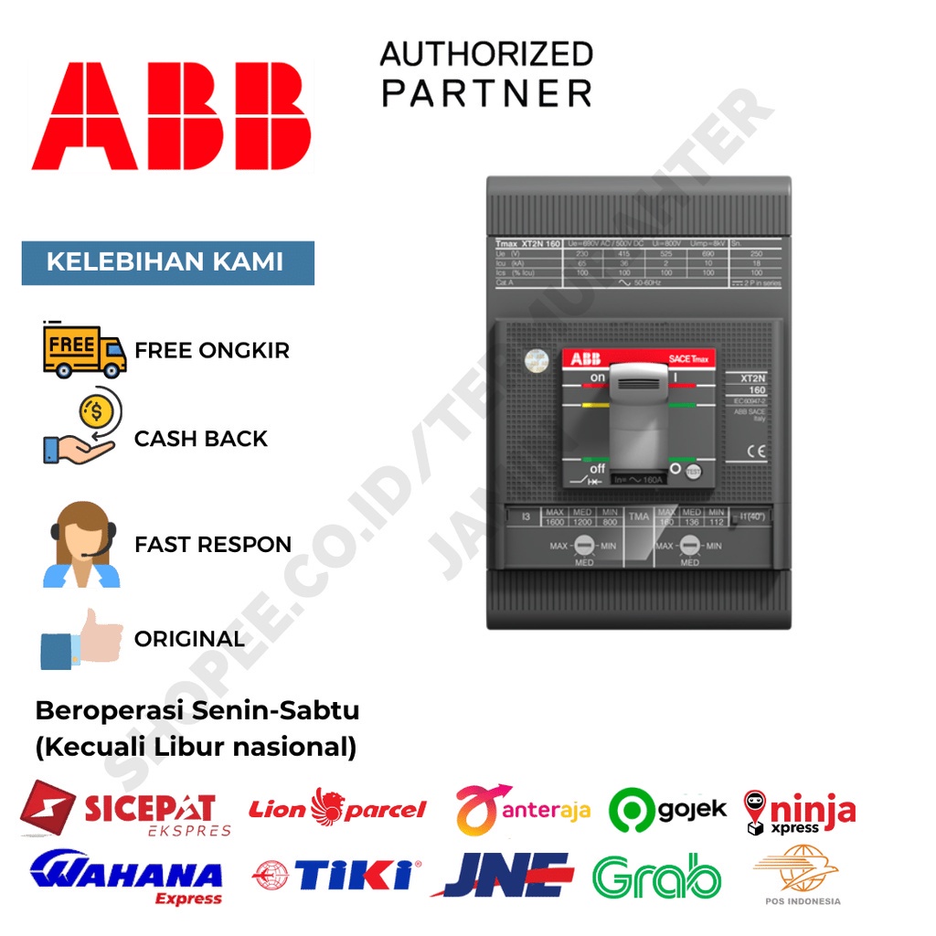 ORIGINAL ABB MCCB XT2N 160 TMA 160-1600 3P F F 1SDA067020R1