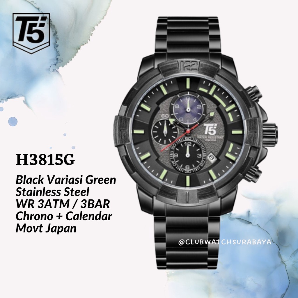 Jam Tangan Pria T5 H3815G Original Chronograph Free Box Unik / T5 H3815G Jam Tangan Laki-Laki Chrono