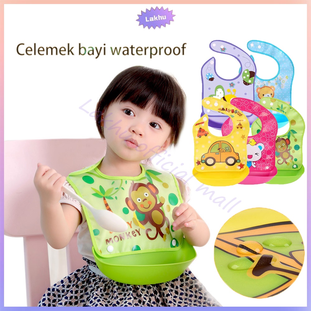 Lakhu slabber silikon bayi celemek makan bayi anti air/slaber bib bayi