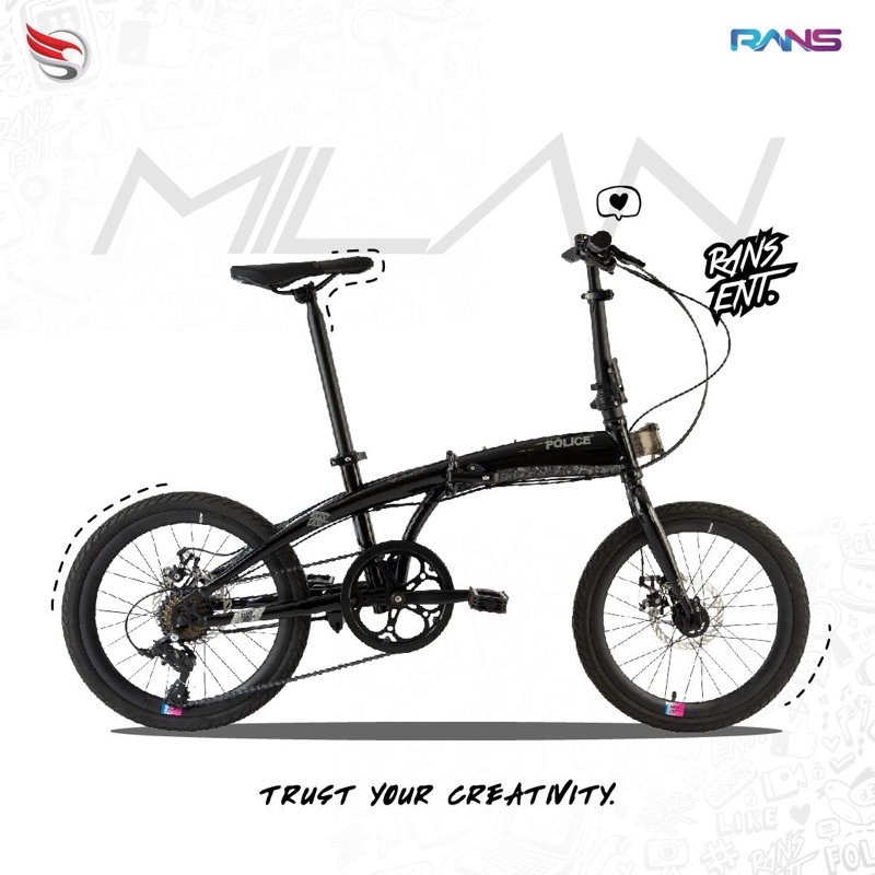 Sepeda Lipat Folding Bike 20 Element Police Milan Rans 2.0