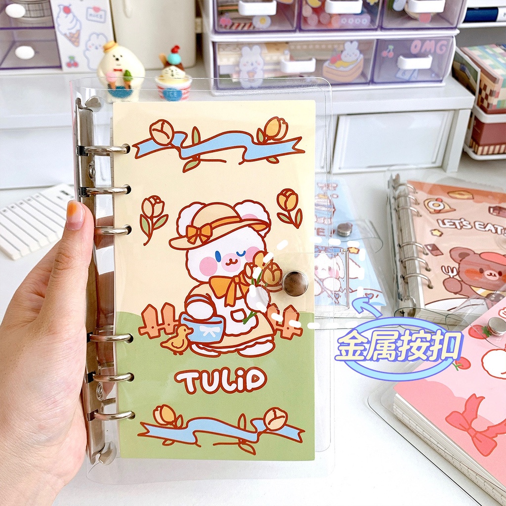 

Buku Planner Aesthetic A6 6 Ring Transparan Cover Lucu