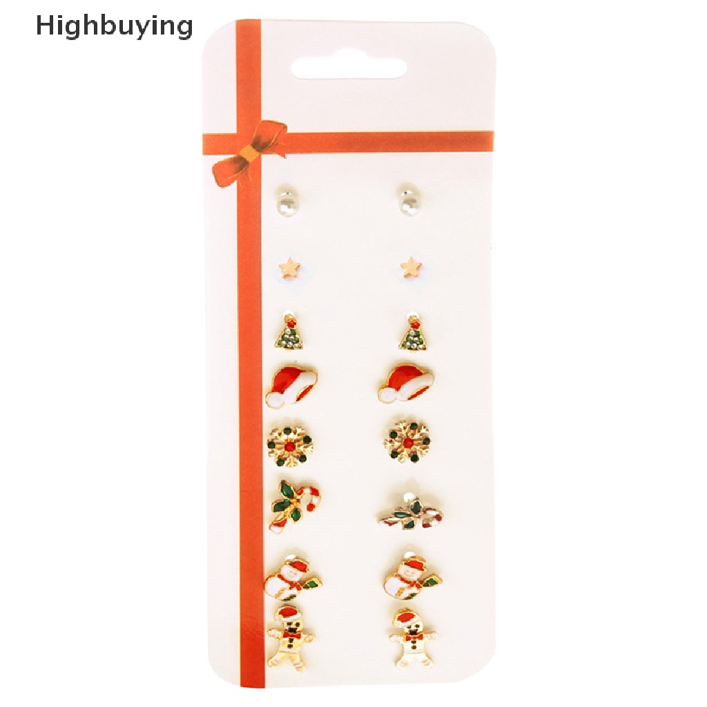 8pcs / Set Anting Desain Pohon Natal Rusa Snowman Santa Untuk Aksesoris Perhiasan Wanita Glory