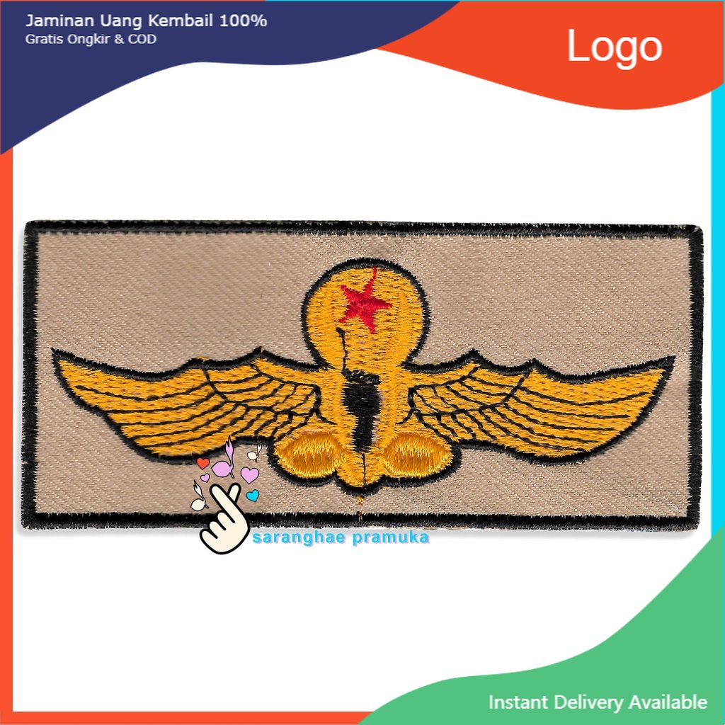 Jual Ready Bedge Bet Pramuka Wing Tapak Hitam Logo Bordir Emblem Patch Patches Semarang Jawa