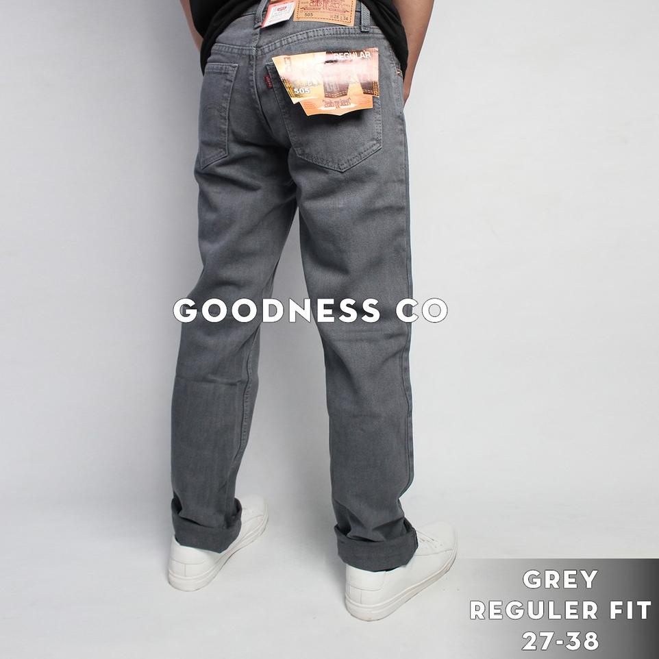 Lariza--Celana jeans standart / jeans reguler pria - basic Celana panjang- Jeans cowok cowo abu abu