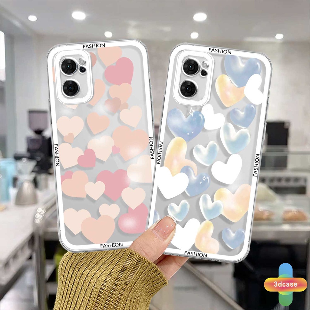 Case OPPO A57 A55 A7 A5 A9 A31 A53 A33 2020 A15 A54 A5S A3S A76 A96 A16 A95 A12 A1K A16E A16K A54S Reno 7 5 4 6 8 5F 5K 4F 4 5 06 Lite A74 A15S A52 A11K A92 A35 A11 A93 A32 A72 A94 A53S F19 F17 21 PRO A16S A77 Ins Love Heart TPU Shockproof Protector Cover