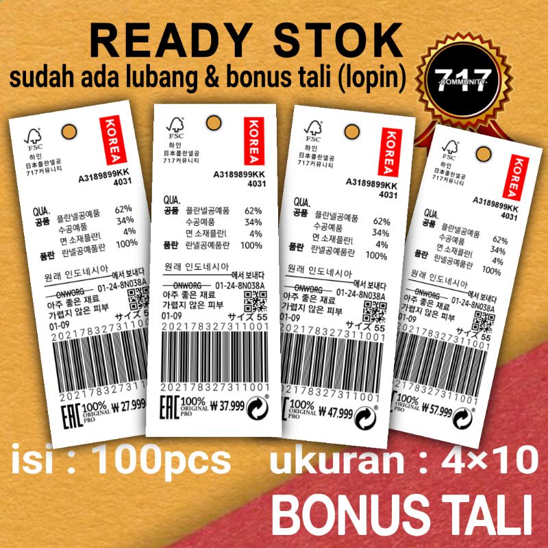 

Hang Tag Baju 4×10 (BONUS TALI) Label Baju Hang tag Baju Lebaran Label Merek Merek Baju