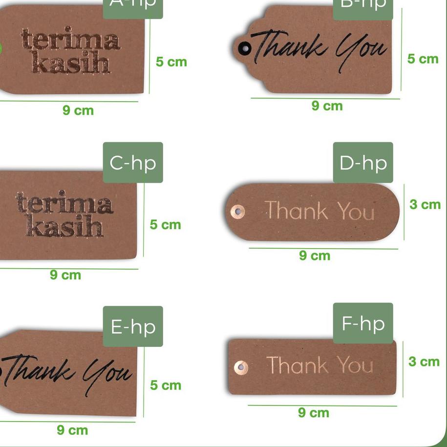 

New 50 pcs/ HANG TAG PRINT EMAS LABEL GANTUNG THANK YOU CARD KRAFT PACKING HAMPERS BY TAT TET TOT . .. . ..