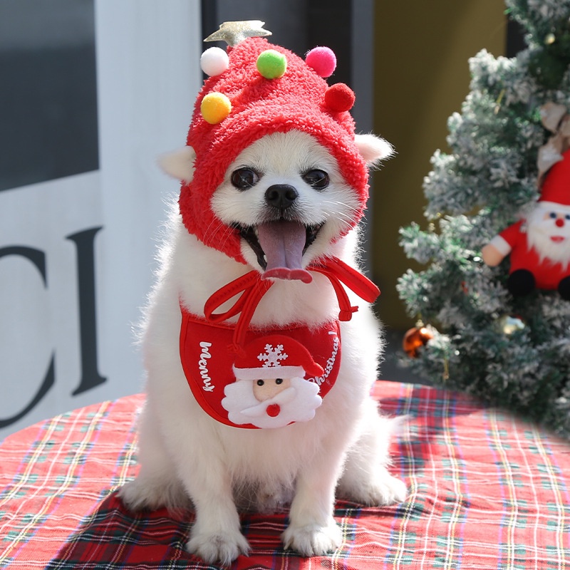 Topi Handuk Air Liur Anjing / Kucing Peliharaan Desain Tanduk Untuk Natal