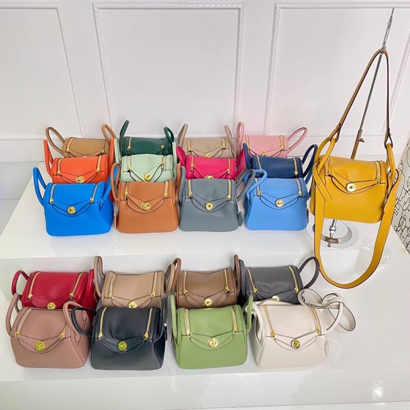 Tas Kulit Selempang Wanita HMS Leather Lindy Slingbag Premium Import Hitam Black Putih White Beige A