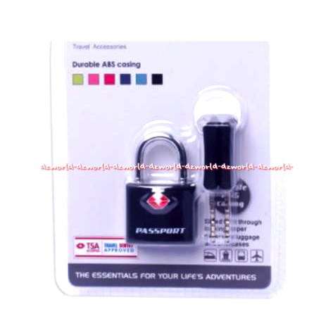 Passport Key Padlock TSA Lock Mini Padlock For Travelling Gembok Koper Kecil Warna Hitam Merah Pasport Tsa lok Pad Lock