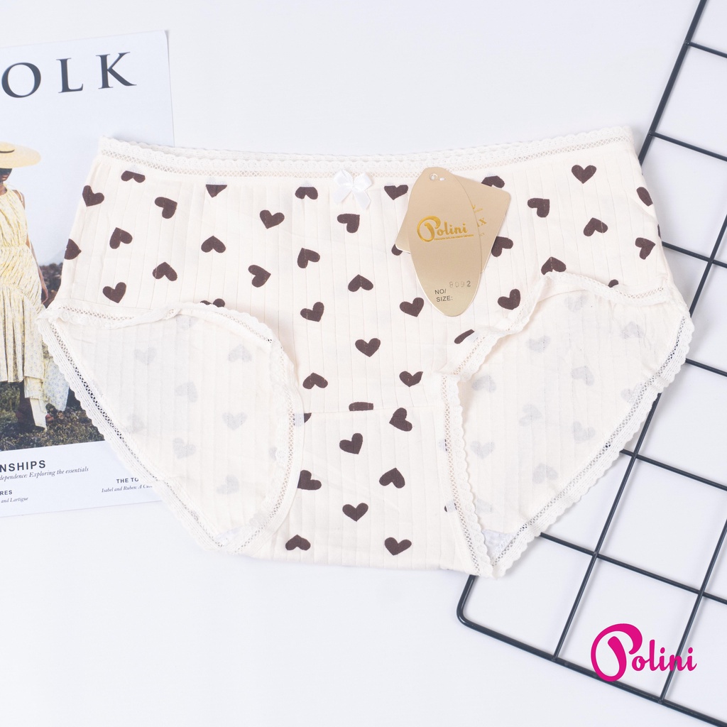 BEE - Cd Undies Polini Mid Waist Renda Motif Love Celana Dalam Wanita 8092