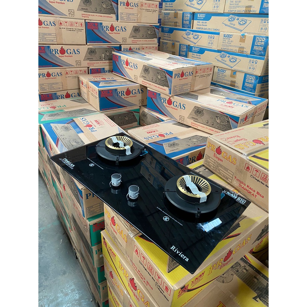 Kompor Gas Tanam Kaca Progas 2 Tungku RIVIERA Mewah Sudah SNI / [ Progas ] Kompor Tanam Kaca Progas 