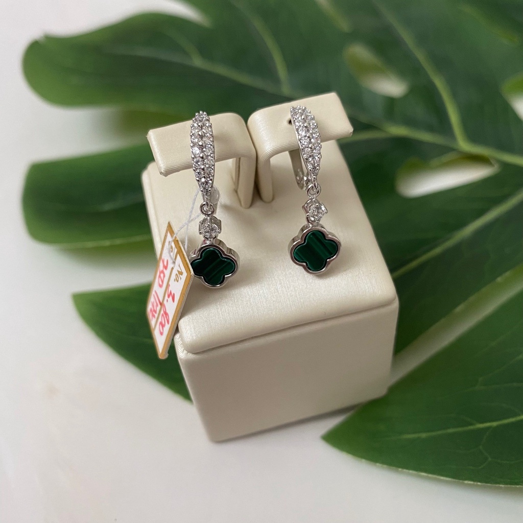Anting Gantung Emas Putih 17K Kadar 750 Fashion Van Cleef VC 3.8 Gram