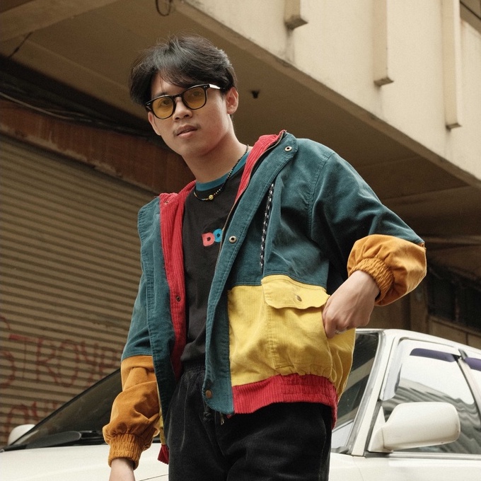 DOOF Vanity Color Block Retro Vintage Corduroy Jacket Blue MEN
