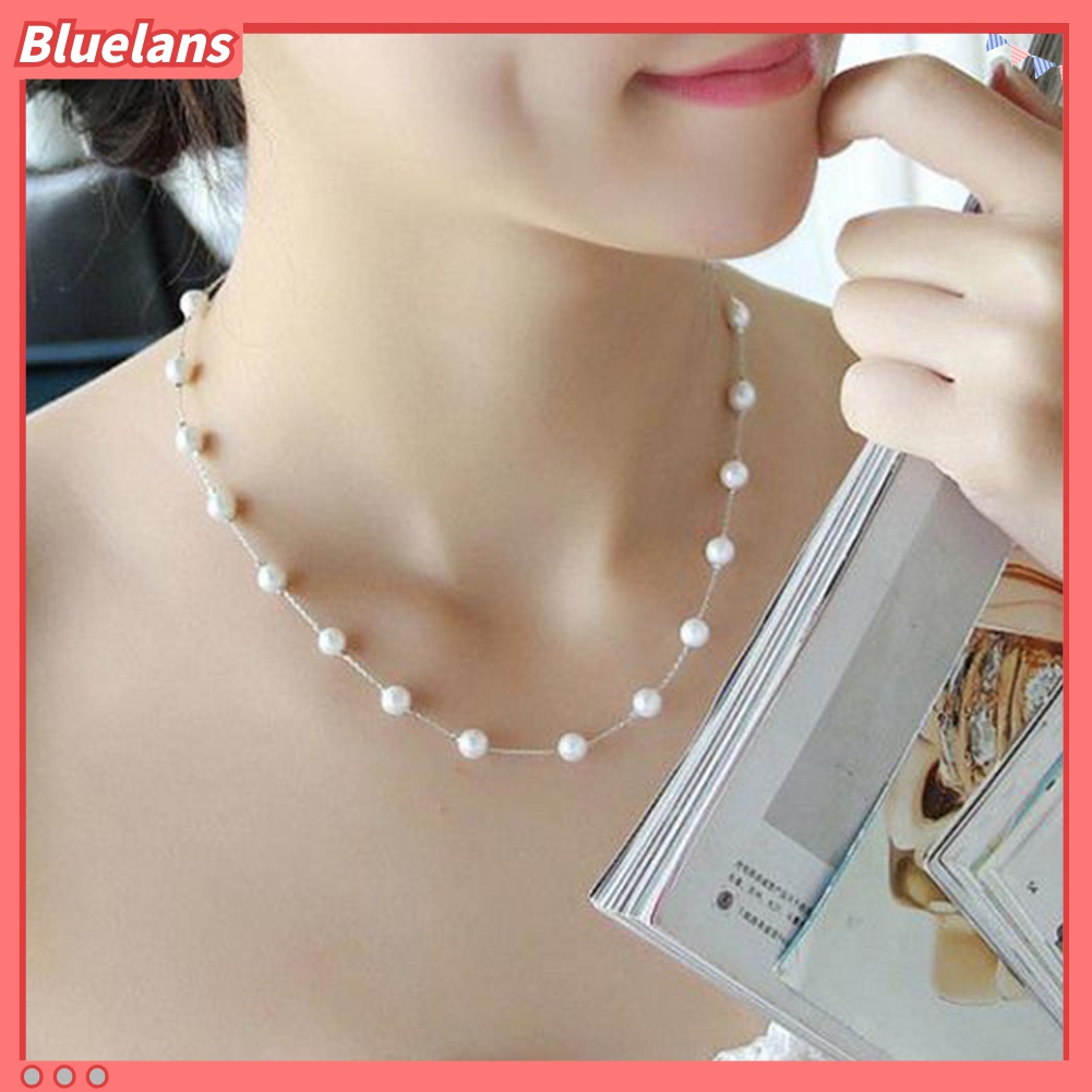 Kalung Choker Rantai Pendek Hias Mutiara Tiruan Untuk Wanita