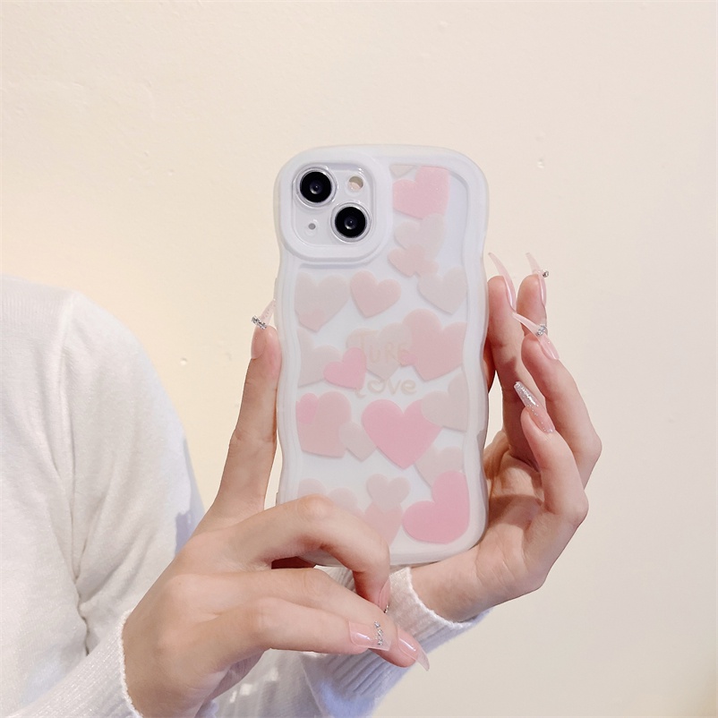 Casing Compatible For iPhone 14 13 12 11 Pro Max 8 7 Plus iPhone X Xr XS Max iPhone 8 Plus 7 Plus SE 2020 Shockproof Heart of Love Corrugated Silicone Soft Case Frame Camera Lens Protection Shockproof Phone Case