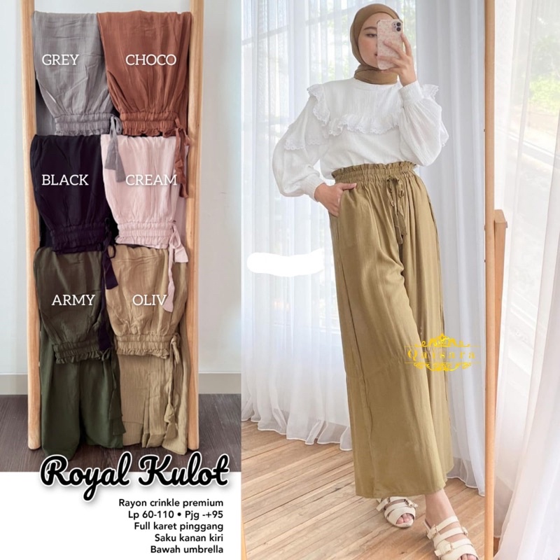 Royal celana kulot rayon crinkle premium polos