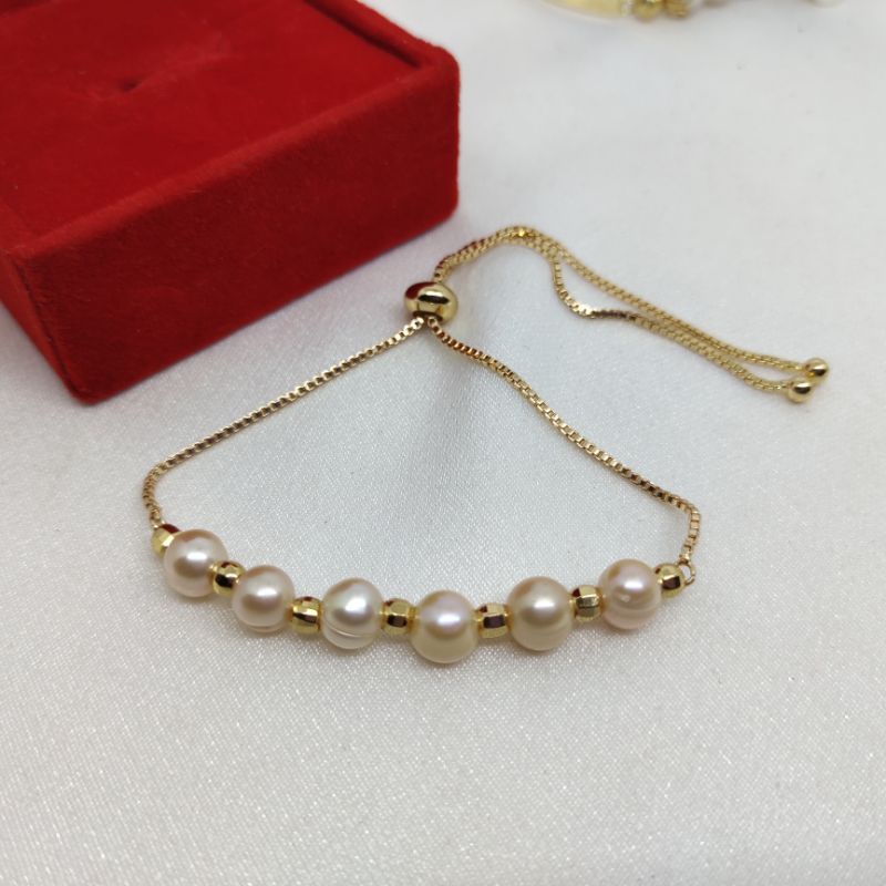 Gelang mutiara Lombok Mutiara  Alam Mutiara Tawar Perhiasan Mutiara Rangka Rhodium