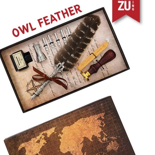 

Promo - MIZU HANEPEN WAX SEAL Calligraphy Set Feather Quill Dip Pen Bulu 6 Nibs Ink Tinta Lilin Stempel ✔