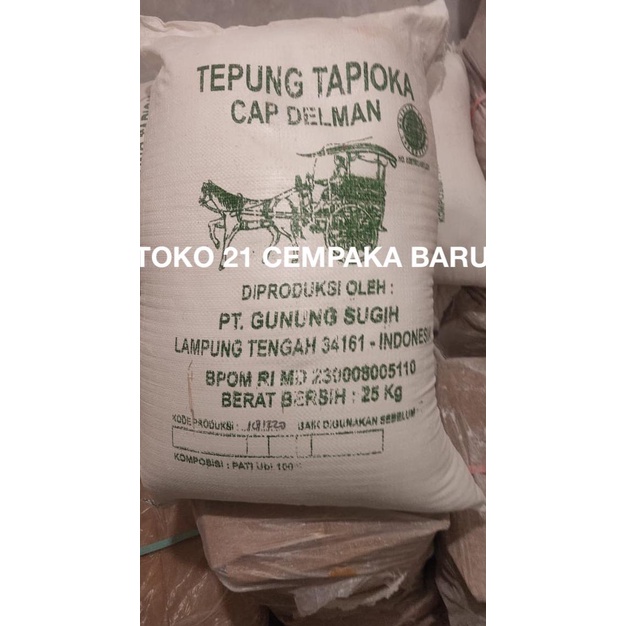 

[COD] Tepung Tapioka Cap DELMAN 1 KARUNG isi 25 KG | Sagu Delman 25KG Murah [COD]