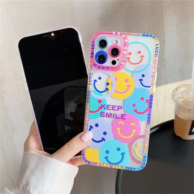 Casing for iPhone 14 13 12 11 Pro Max SE 2020 XR X XS Max iPhone 7 8 6 6s Plus 7P 8P SE 2020 Small fresh Flower Phone Case Transparent Soft Silicone Four Corners Anti-fall Protection Back Cover